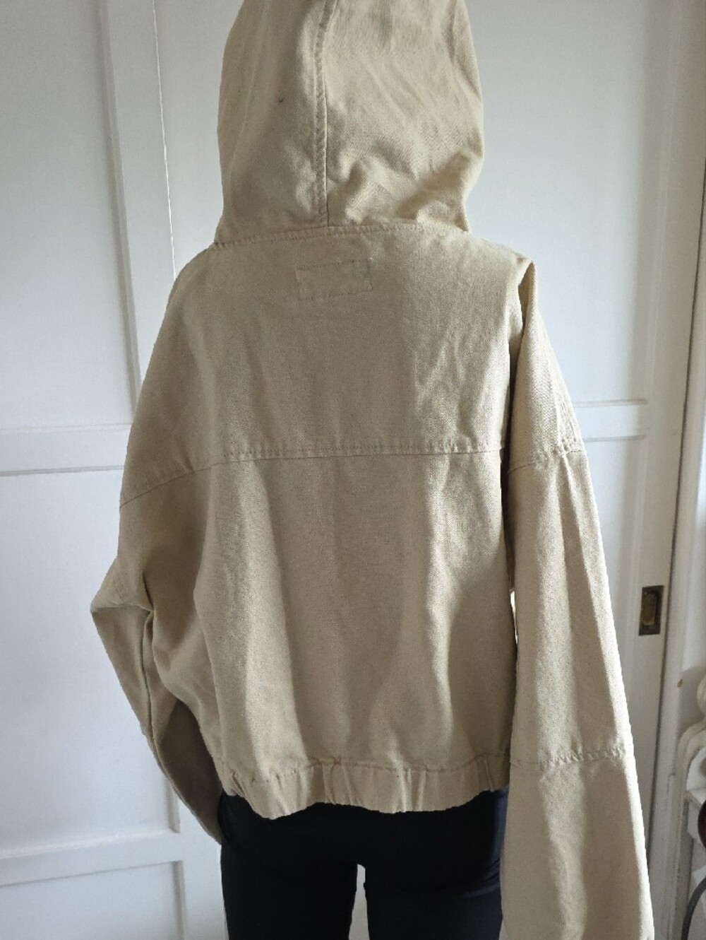 Forever 21 Light Beige Hooded Zip Bomber Jacket - Picture 6 of 9